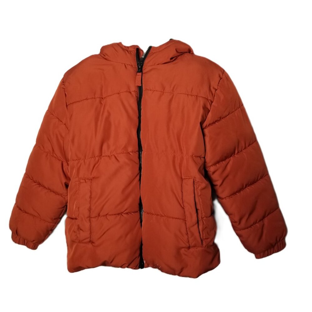 Swiss Tech Puffer Jacket Kids Medium 8 Orange Hooded Winter Coat Warm